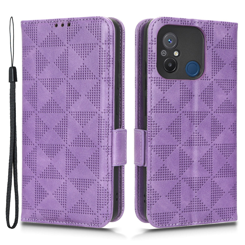 Cell Phone Case For Xiaomi Redmi 12C 4G 11A 4G PU Leather Imprinted Triangle Pattern Stand Protective Phone Cover Wallet Cell Phone Case For Xiaomi Redmi 12C 4G 11A 4G PU Leather Imprinted Triangle Pattern Stand Protective Phone Cover Wallet